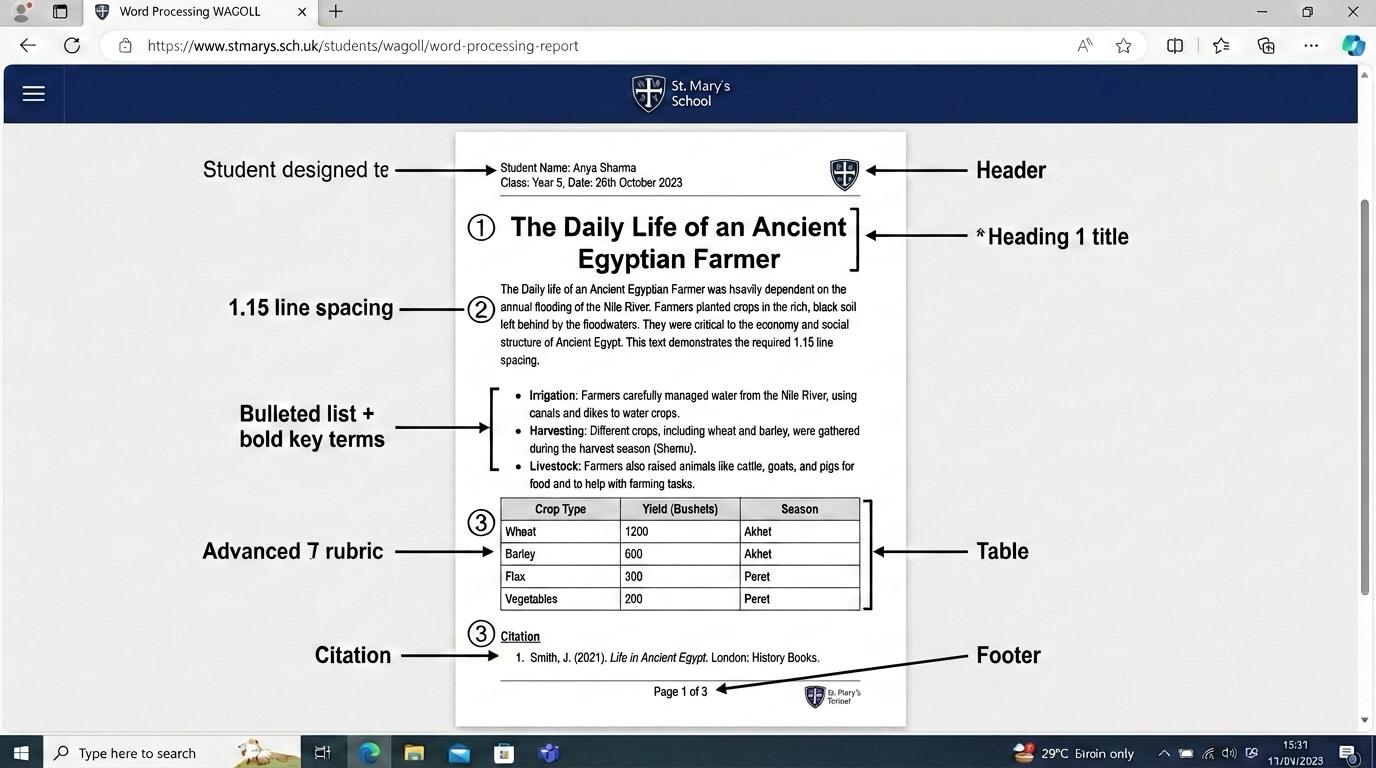 Digital Writing & Documents Exemplar