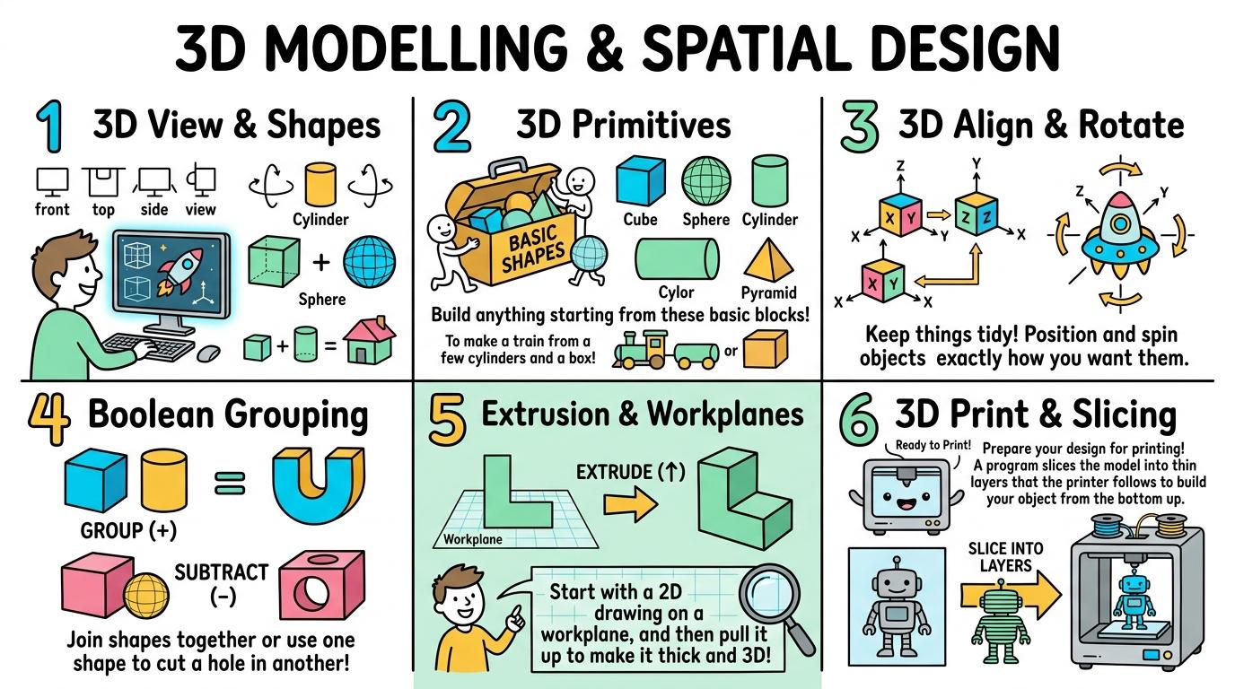 Visual Sketchnote for 3D Modelling & Spatial Design