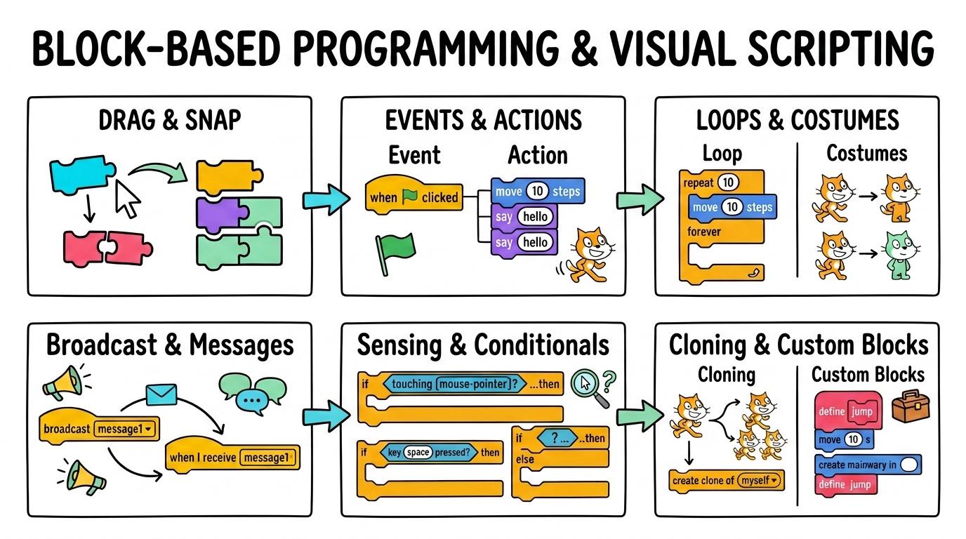 Visual Sketchnote for Block-Based Programming & Visual Scripting