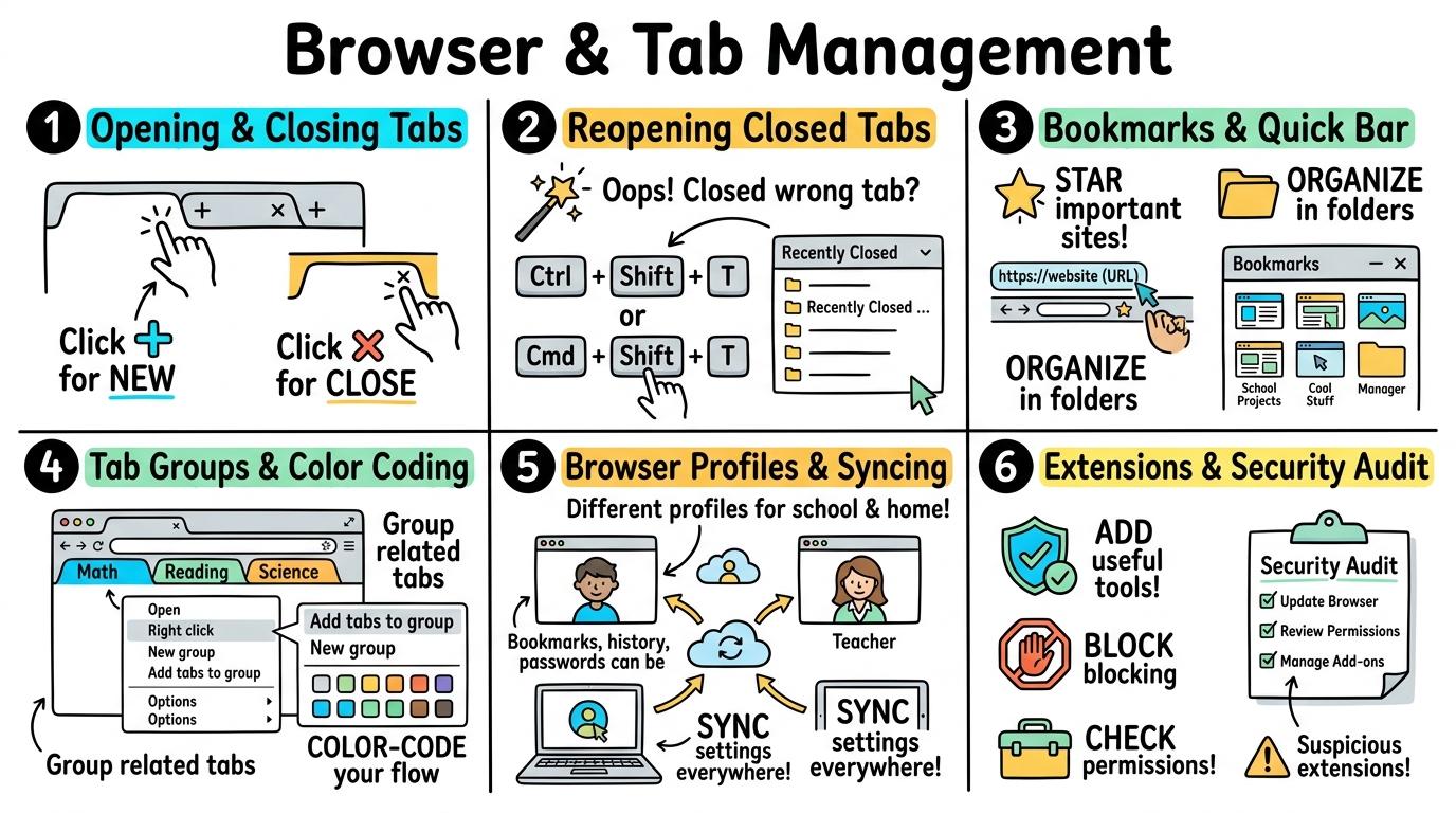 Visual Sketchnote for Browser & Tab Management