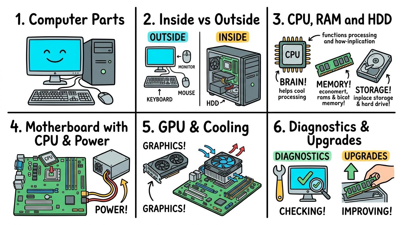 Visual Sketchnote for Computer Parts
