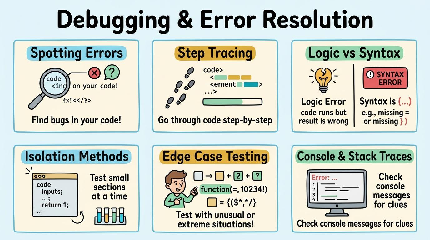 Visual Sketchnote for Debugging & Error Resolution