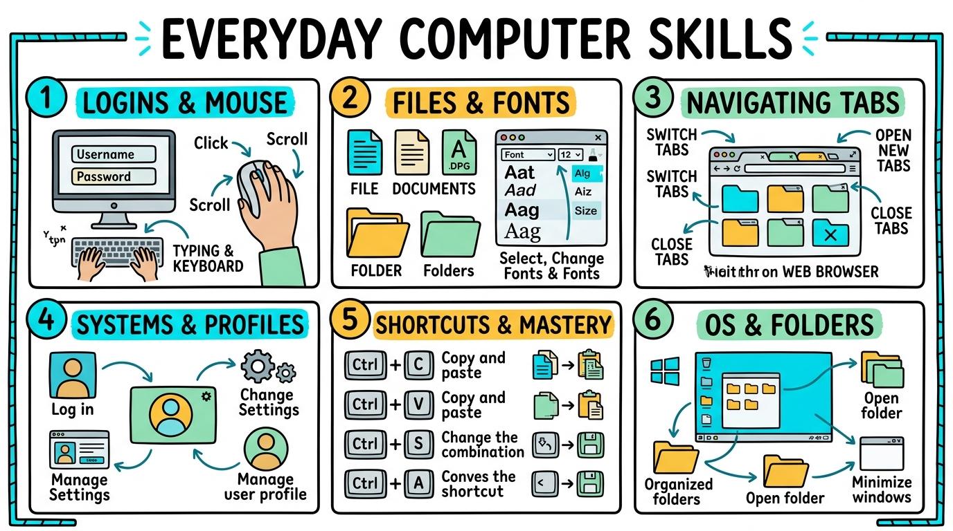 Visual Sketchnote for Everyday Computer Skills