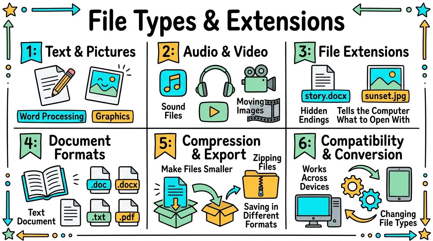 Visual Sketchnote for File Types & Extensions