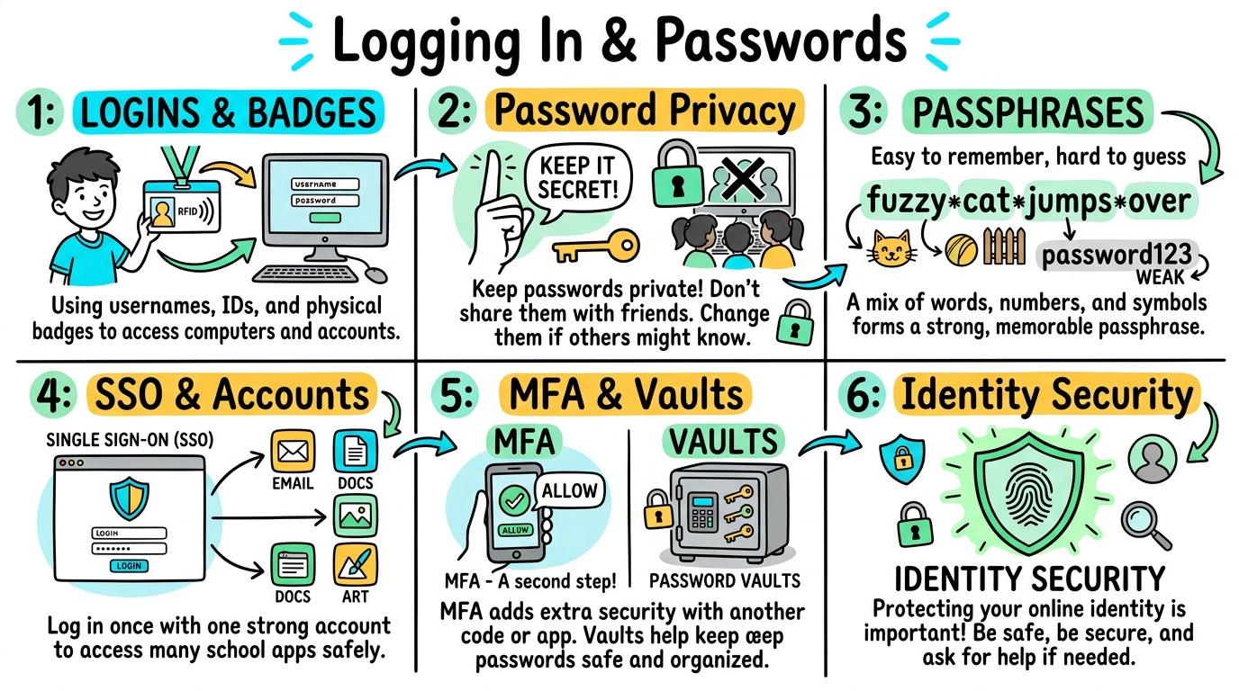 Visual Sketchnote for Logging In & Passwords