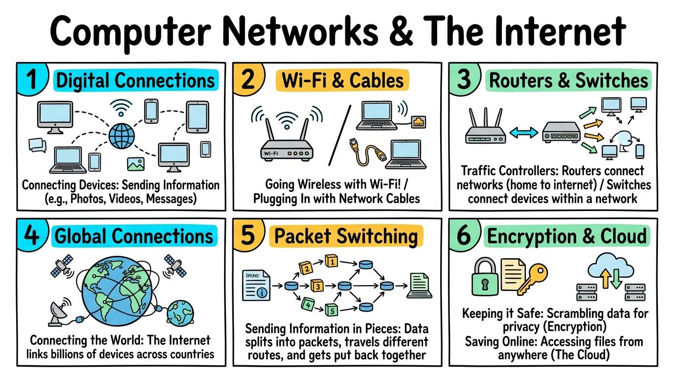 Visual Sketchnote for Computer Networks & The Internet