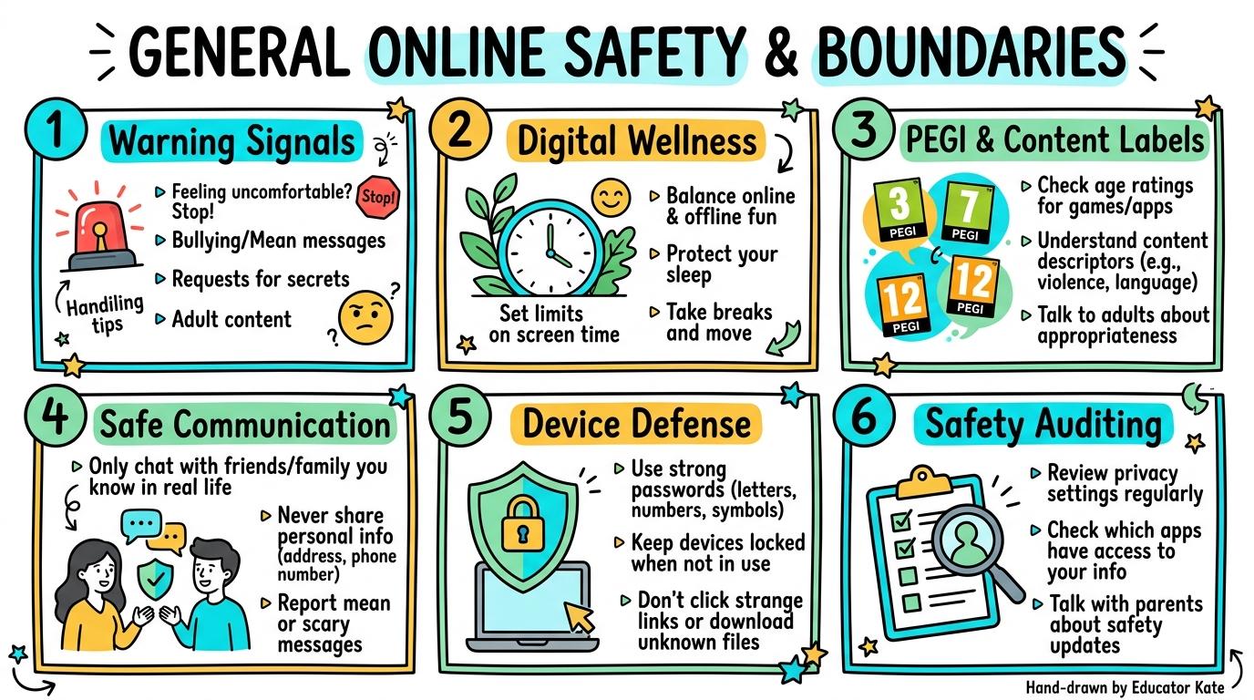 Visual Sketchnote for General Online Safety & Boundaries