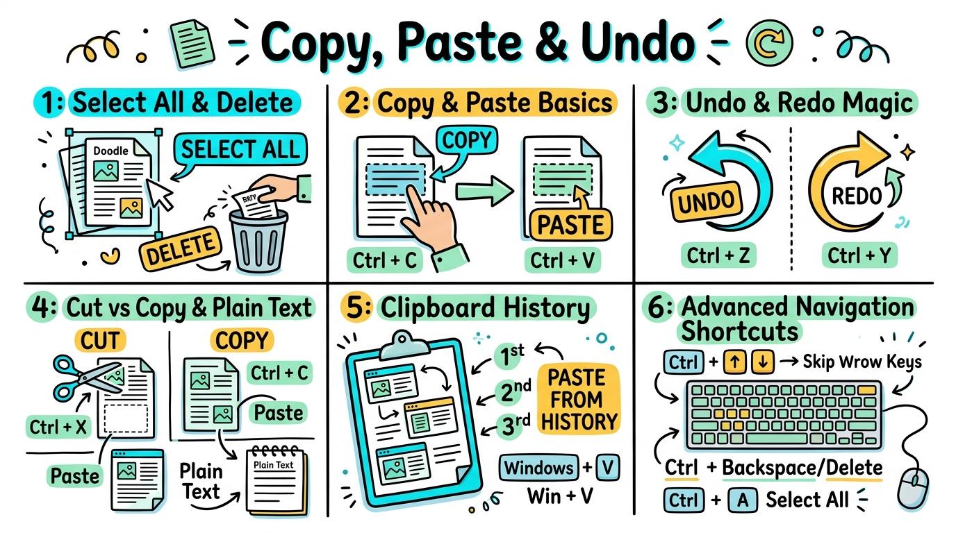 Visual Sketchnote for Copy, Paste & Undo