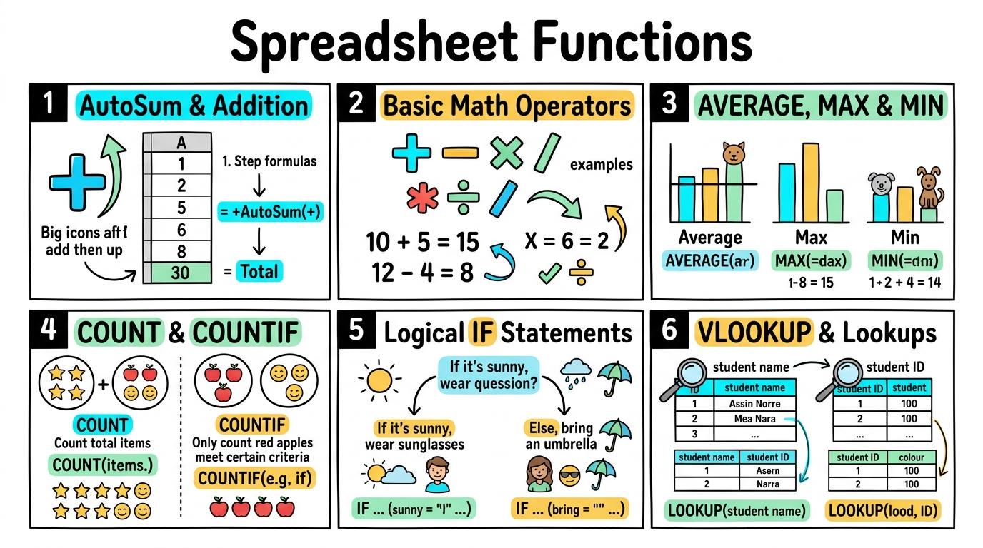 Visual Sketchnote for Spreadsheet Functions