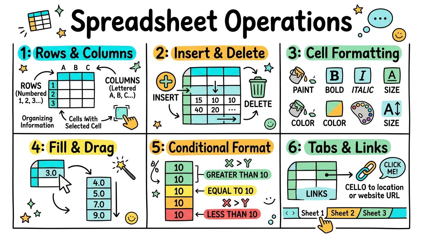 Visual Sketchnote for Spreadsheet Formatting Options