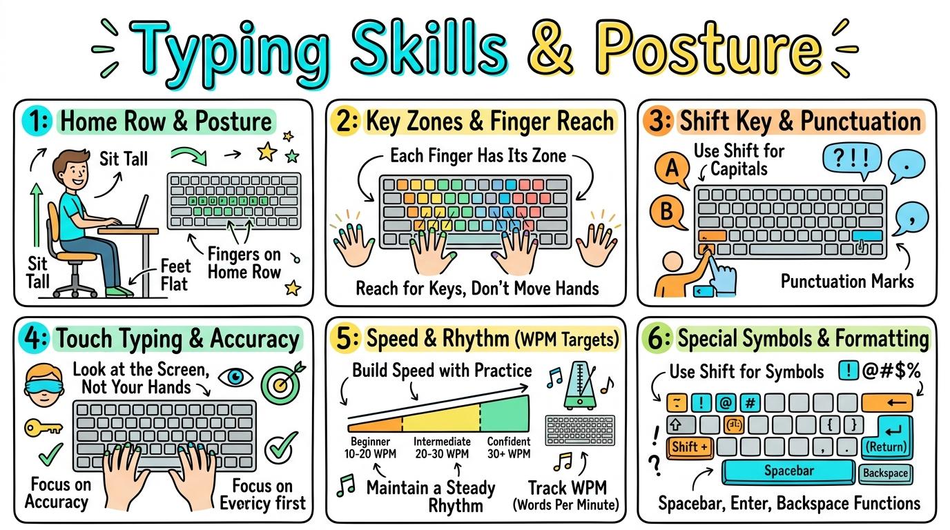 Visual Sketchnote for Typing Skills & Posture